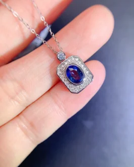 Natural Sapphire Square Pendant