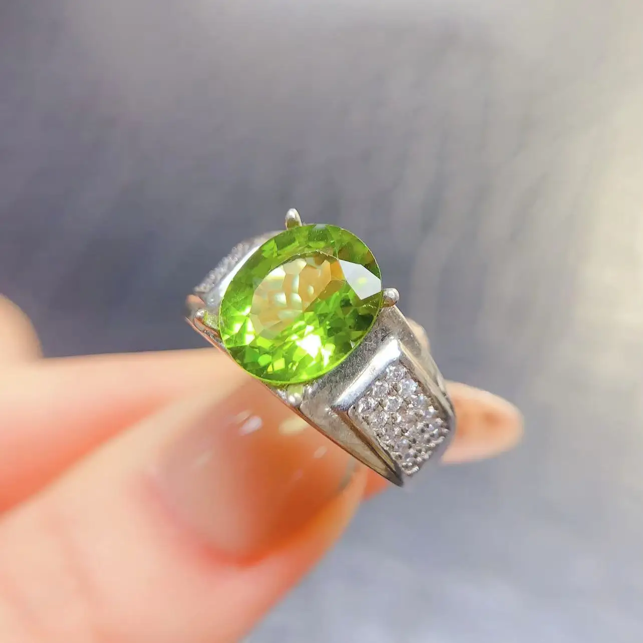 Natural Peridot Eternity Ring - view 1