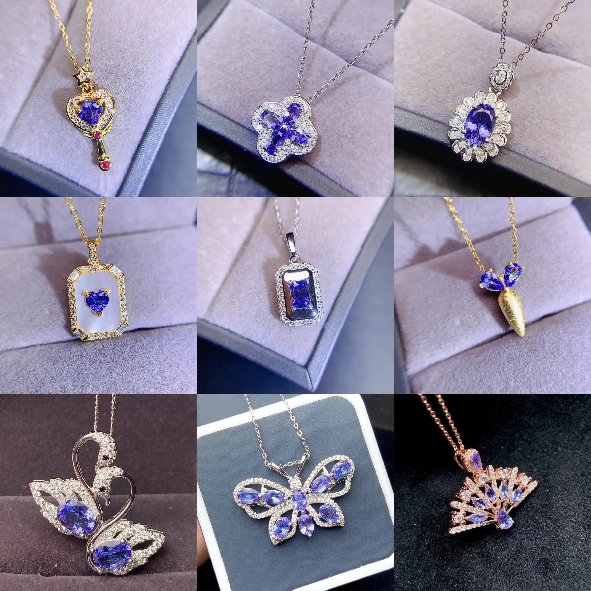 Natural Tanzanite Feather Pendant - view 4