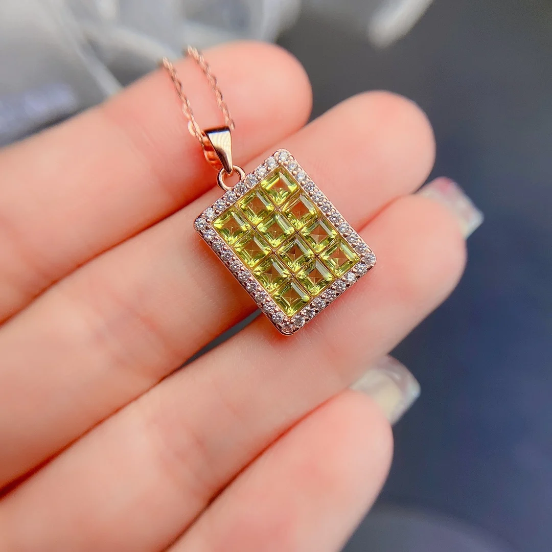 Natural Peridot Mosaic Pendant - view 1