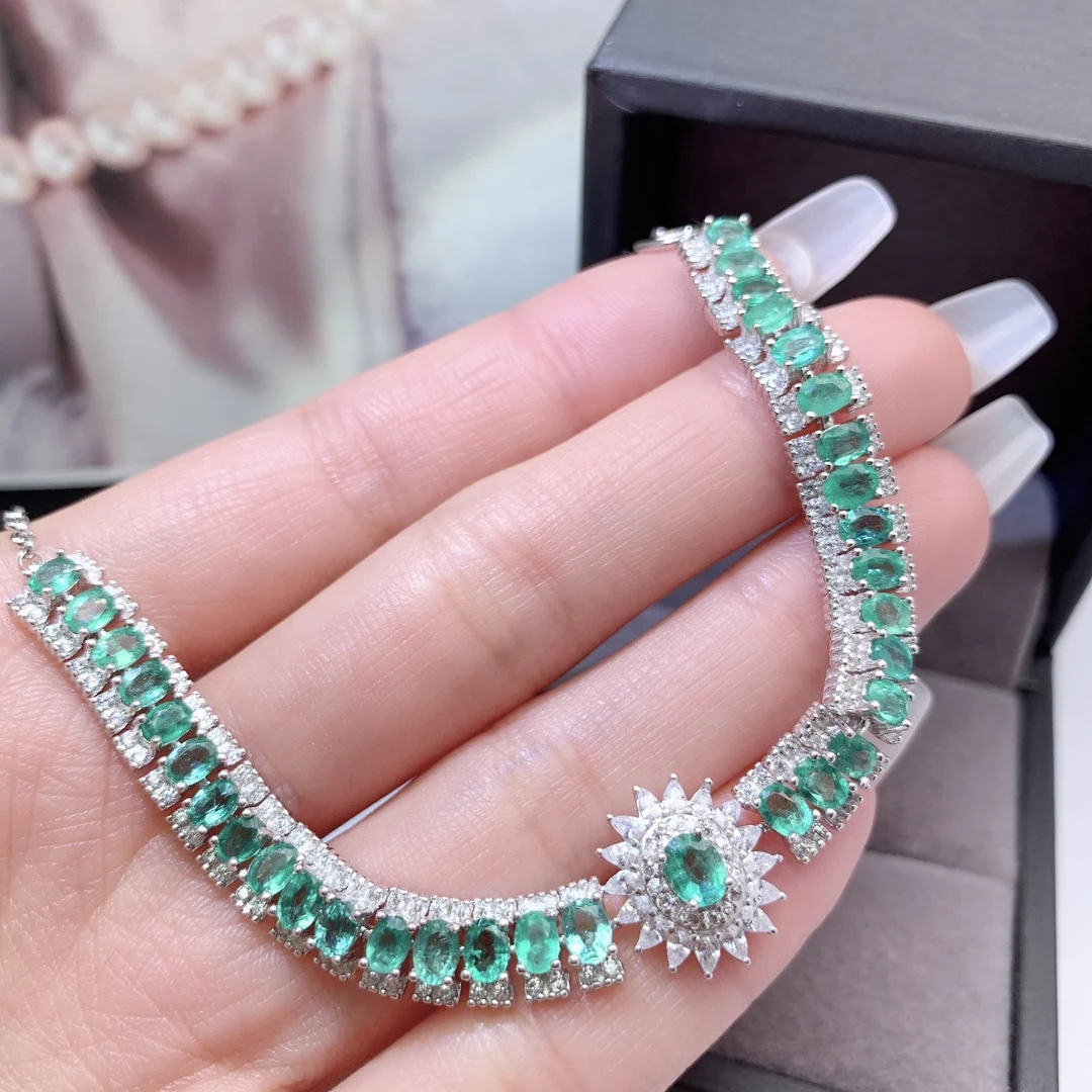 Natural Emerald Baguette Tennis Bracelet - view 1