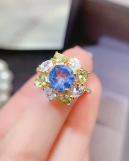 Natural Topaz Floral Accent Ring