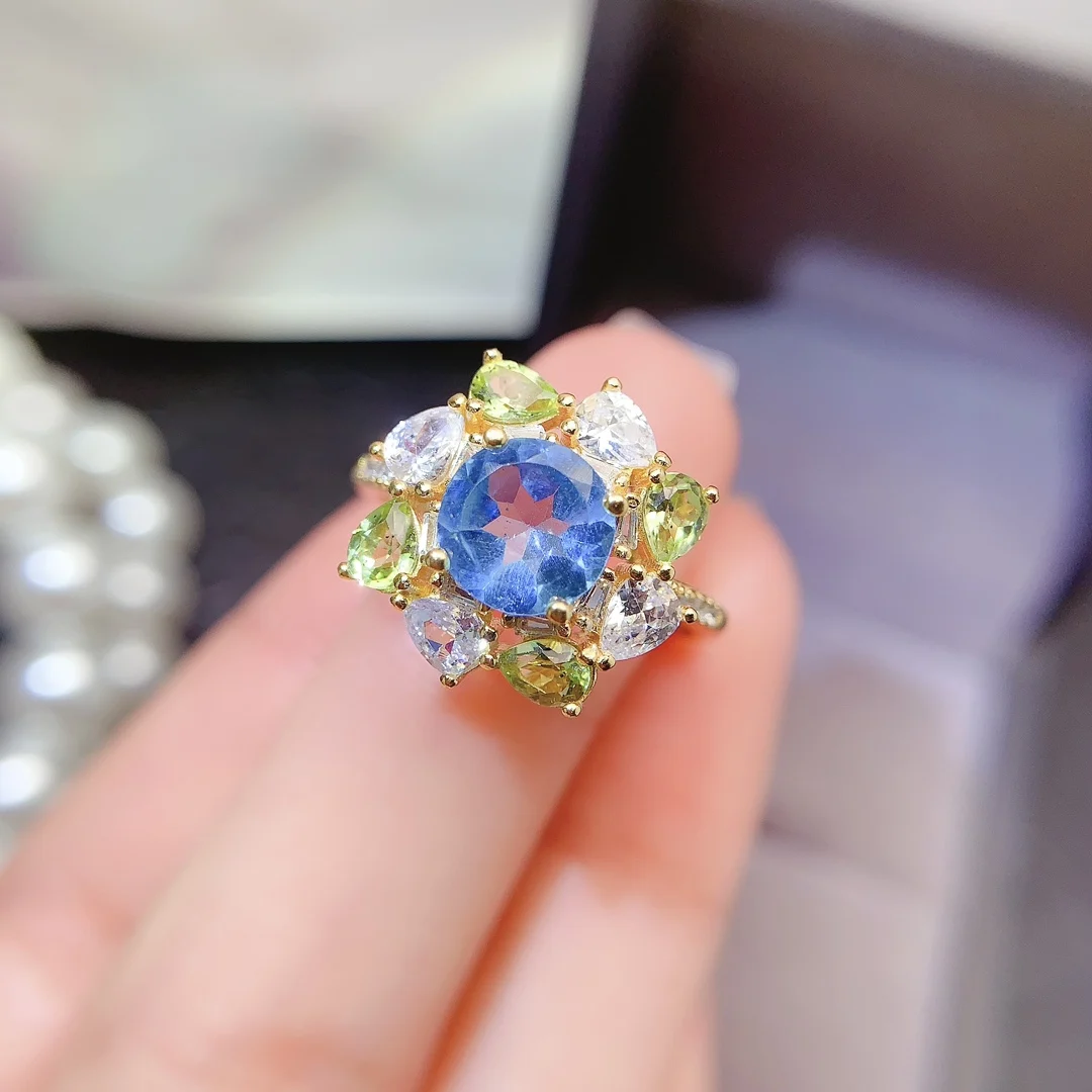 Natural Topaz Floral Accent Ring - view 1