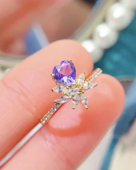 Natural Tanzanite Heart Minimal Ring