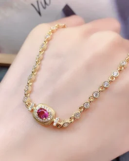 Natural Garnet Oval Bracelet