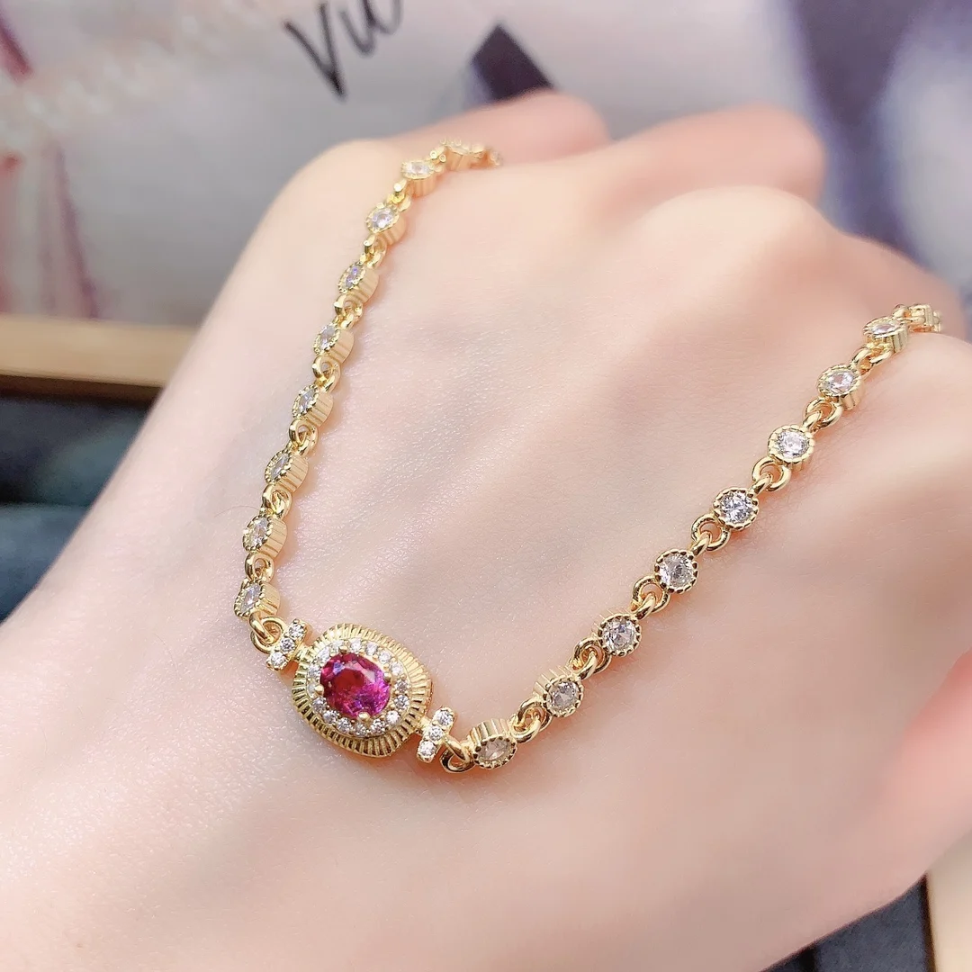 Natural Garnet Oval Bracelet - view 1