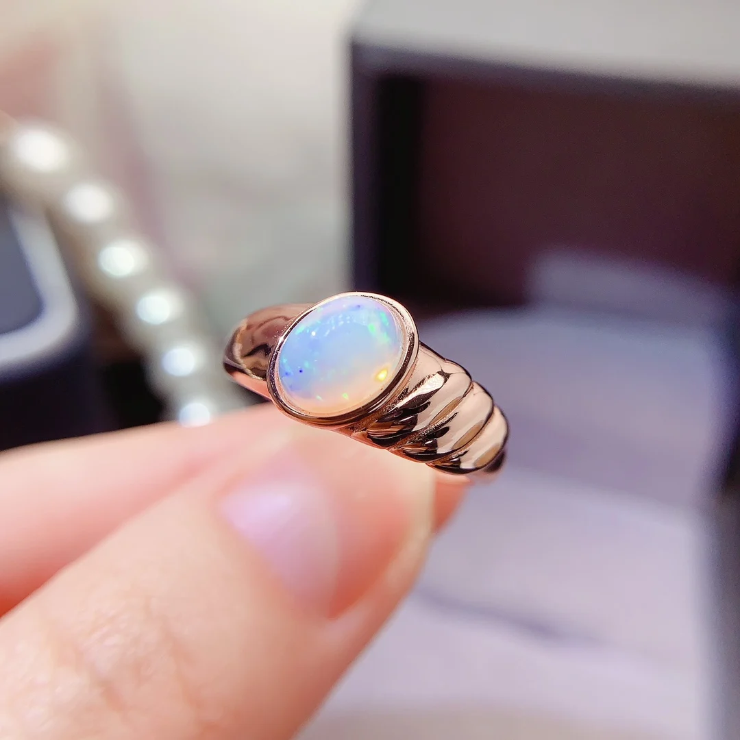 Natural Opal Classic Halo Ring - view 1