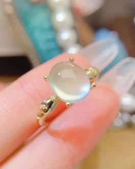 Natural Prehnite Classic Gold Ring