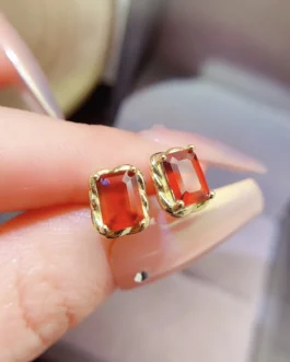 Natural Garnet Mini Stud Earrings