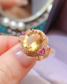 Natural Citrine Large Love Ring