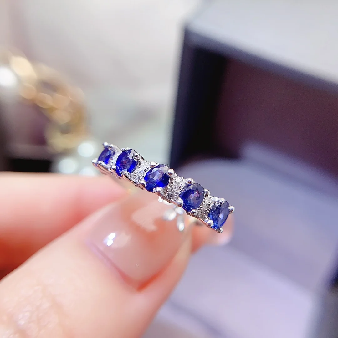 Natural Sapphire Half Eternity Ring - view 1
