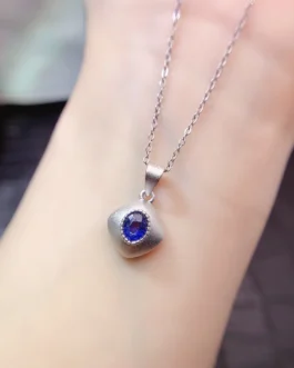 Natural Sapphire Drop Pendant Necklace