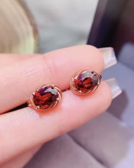 Natural Garnet Rose Earrings