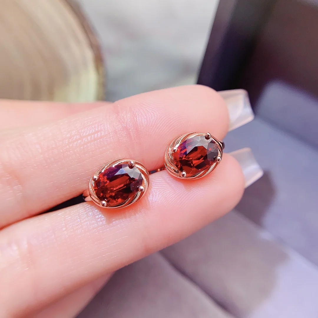 Natural Garnet Rose Earrings - view 1