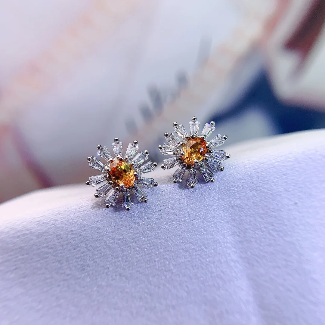 Natural Sapphire Yellow Stud Earrings - view 2