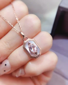 Natural Morganite Octagon Pendant