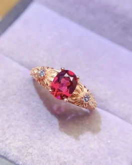 Natural Garnet Wide Band Ring