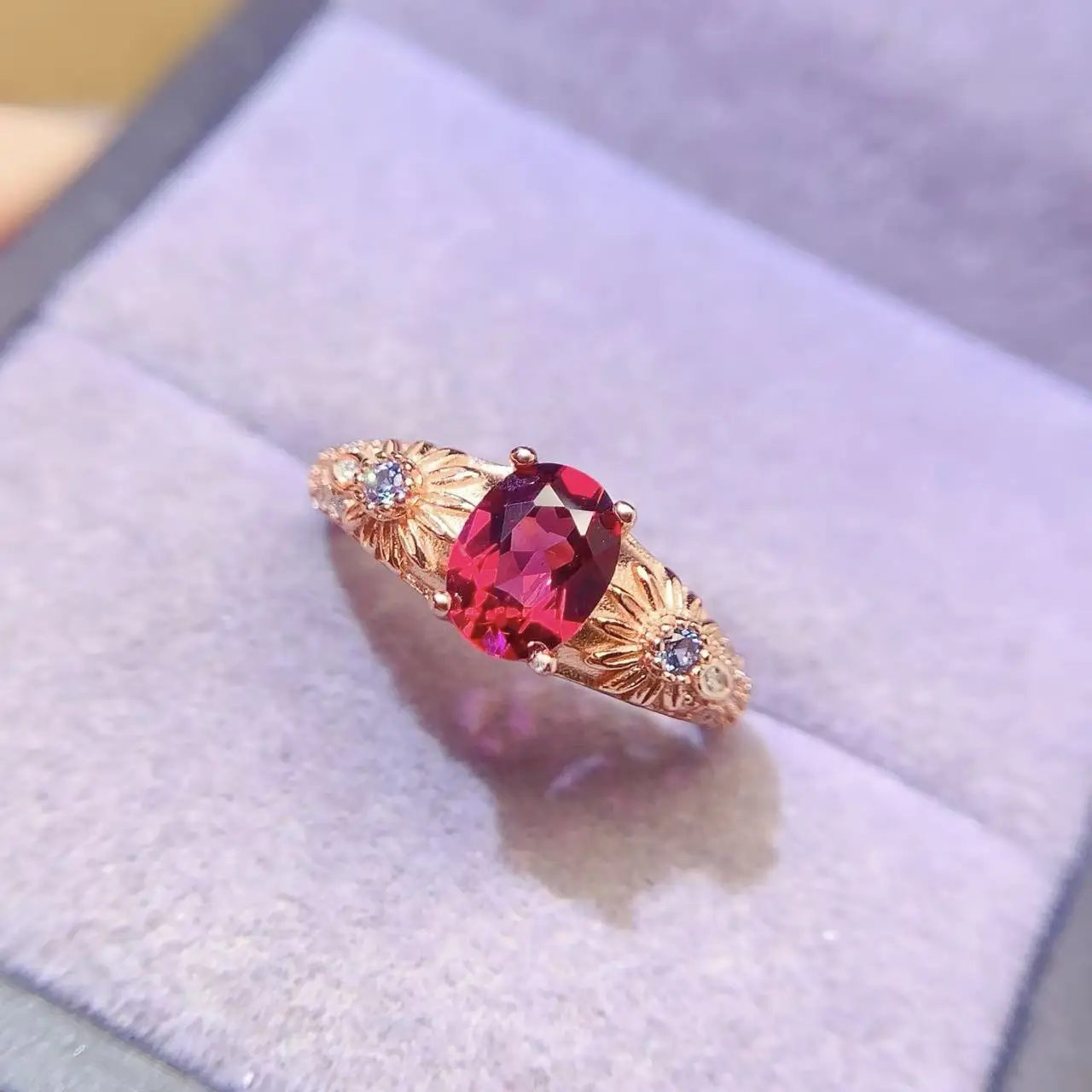 Natural Garnet Wide Band Ring - view 1