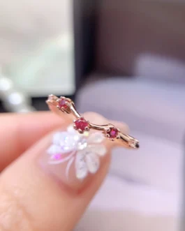 Natural Ruby Curved Band Ring