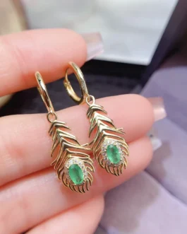 Natural Emerald Rose Stud Earrings