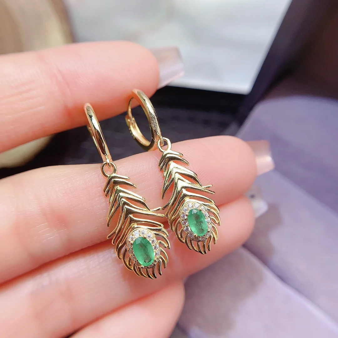 Natural Emerald Rose Stud Earrings - view 1
