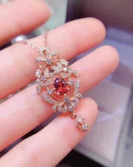 Natural Garnet Filigree Pendant