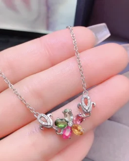 Natural Tourmaline Flower Cluster Bracelet