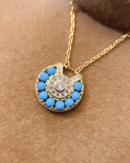 Natural Turquoise Medallion Pendant Necklace