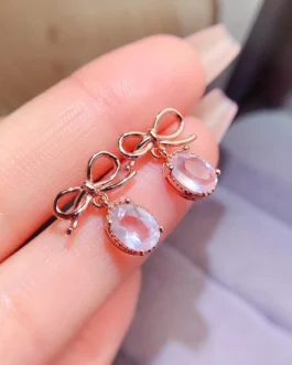 Natural Rose Quartz Bow Earrings