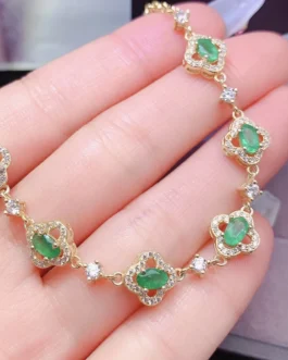 Natural Emerald Clover Bracelet