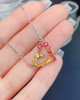 Natural Sapphire Rainbow Heart Pendant