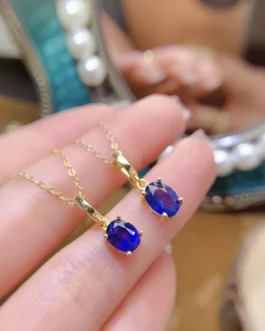 Natural Sapphire Solitaire Pendant Necklace