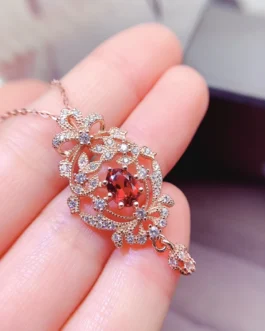 Natural Garnet Filigree Pendant