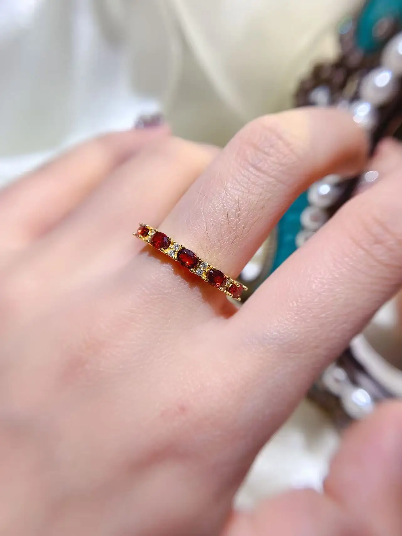 Natural Gemstone Colour Row Ring - view 8