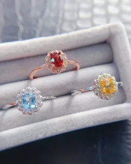 Natural Gemstone Geometric Teardrop Ring