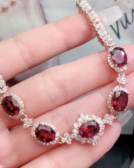 Natural Garnet Tennis Bracelet
