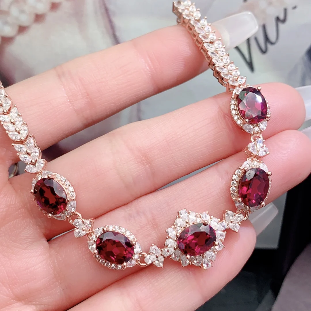 Natural Garnet Tennis Bracelet - view 1