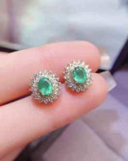 Natural Emerald Claw Stud Earrings