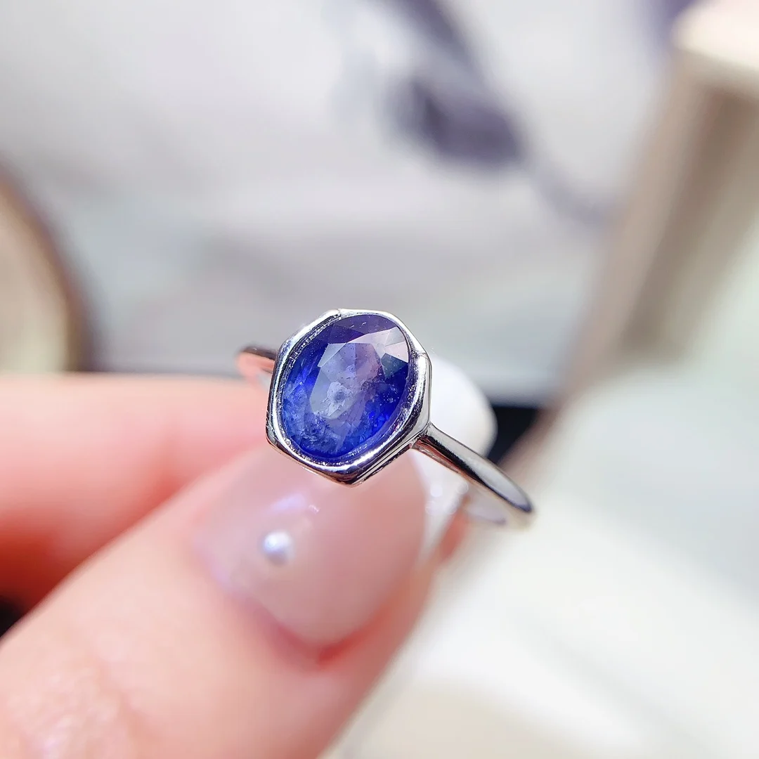 Natural Sapphire Oval Solitaire Ring - view 1
