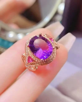 Natural Amethyst Large Oval Ring