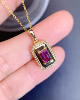 Natural Garnet Rectangle Pendant