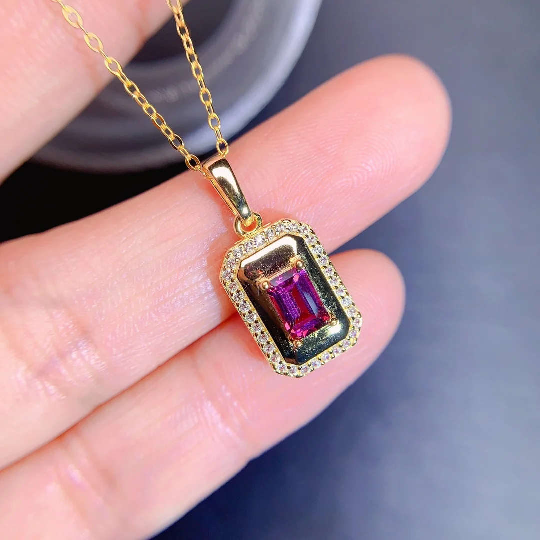 Natural Garnet Rectangle Pendant - view 1