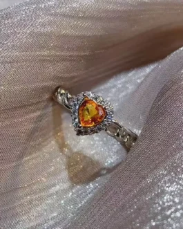 Natural Sapphire Heart Halo Ring