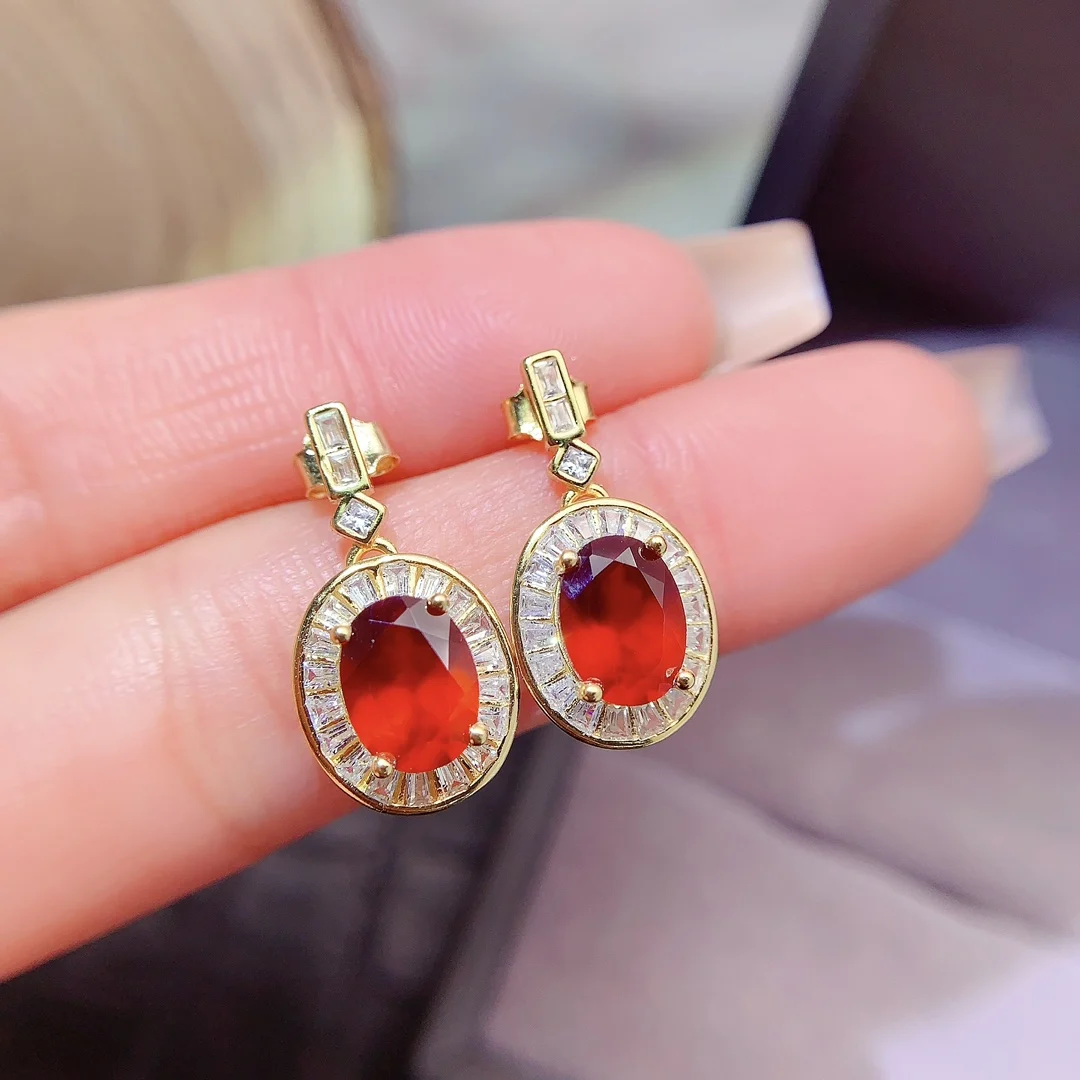 Natural Garnet Court Stud Earrings - view 1