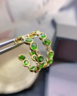 Natural Diopside Round Earrings