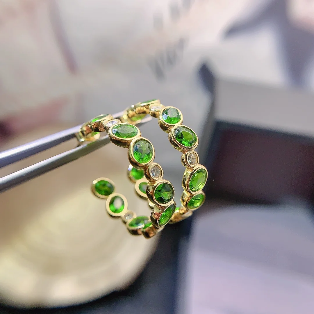 Natural Diopside Round Earrings - view 1