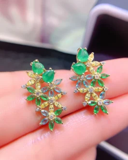 Natural Emerald Pear Stud Earrings
