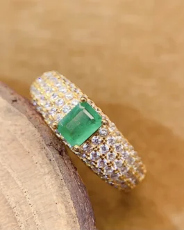 Natural Emerald Chunky Pavé Ring