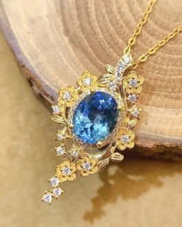 Natural Topaz Baroque Pendant Necklace