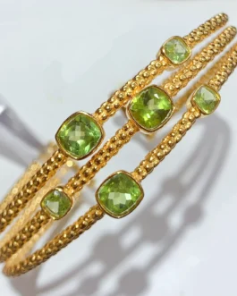 Natural Peridot Dainty Bangle